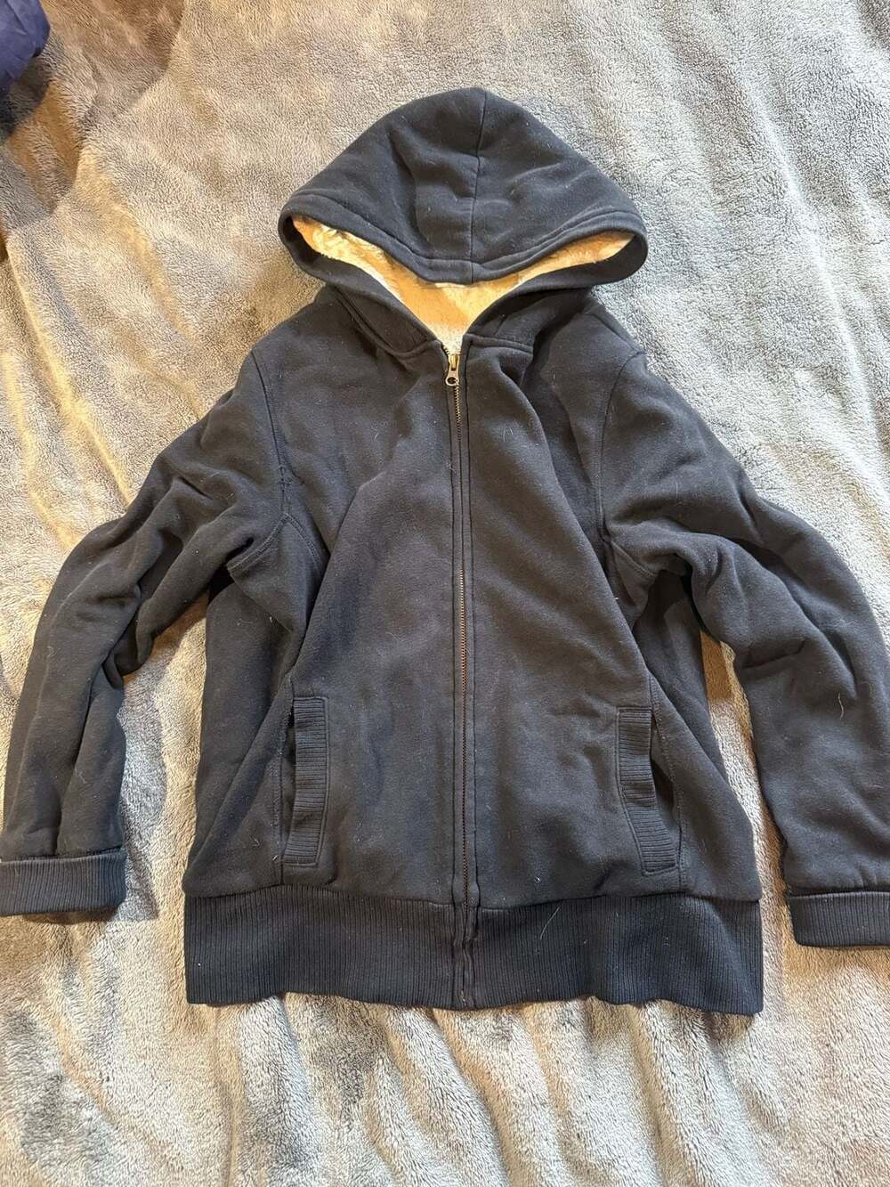 Old Navy Sherpa Lined Zip Up Hoodie Size L Black
